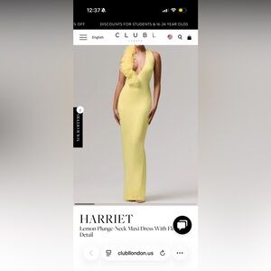 Harriet Lemon Plunge-Neck Maxi Dress by Club London